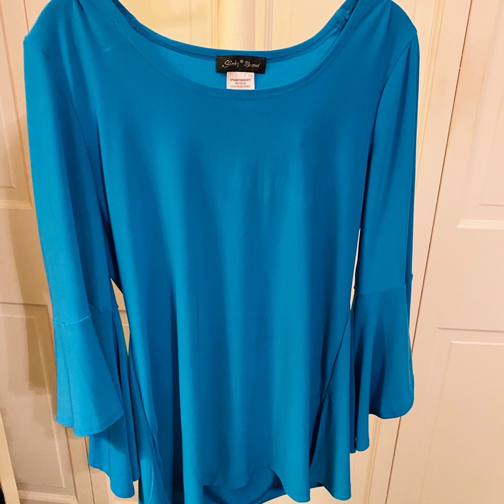 Slinky Brand Women Tunic Top Turquoise XS